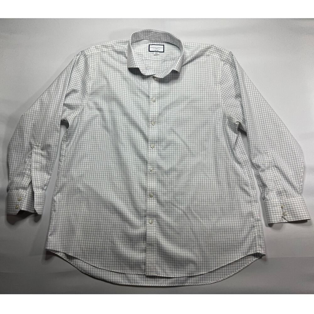 Charles Tyrwhitt Men's Classic Fit White Check Button Up Shirt - 18/35in (XL)*